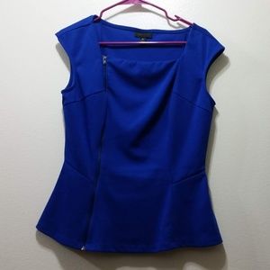 Blue Peplum Top w/zipper detail